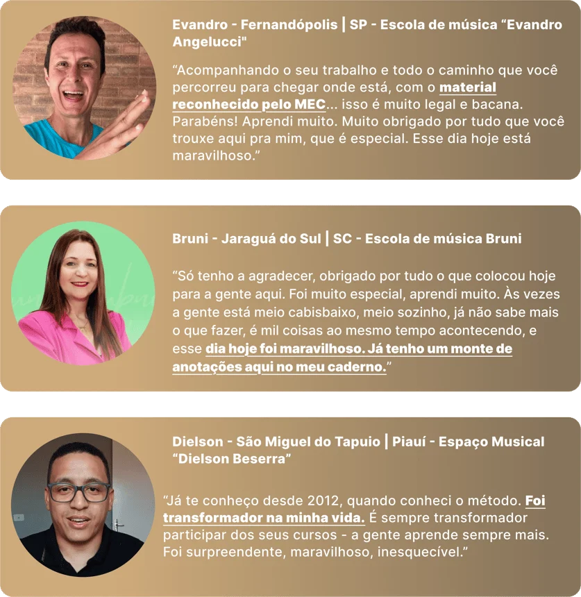 Depoimentos de alunos